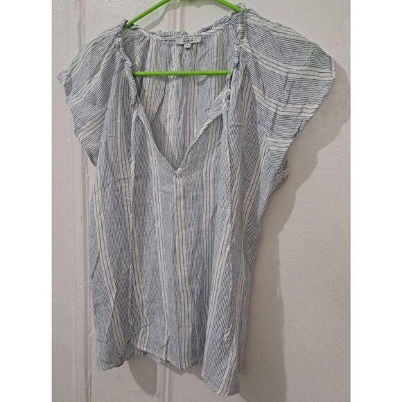 Rails Womens Small RAVEN  ALAMEDA Stripe Flutter Sleeve Blouse White Peasant Top - Picture 1 of 7
